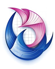 Wall Mural - abstract logo design featuring flowing waves in pink and blue hues, symbolizing movement and harmony