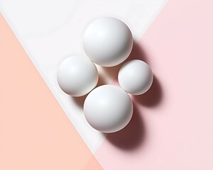 Wall Mural - white spherical objects arranged on a soft pastel background, creating a minimalist aesthetic. dynam