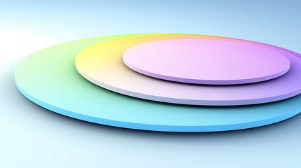 Wall Mural - abstract layered circles in soft pastel colors create a visually appealing design against a light bl