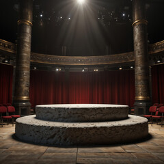 Wall Mural - theater stage with red curtains and spotlights