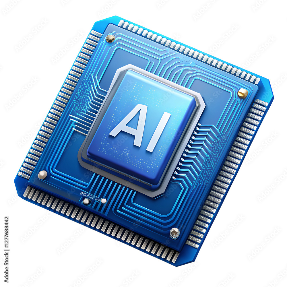 computer processor cpu with ai isolated on transparent white background ...