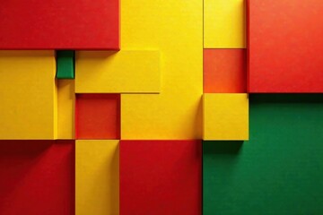 Wall Mural - abstract geometric composition of interlocking colorful squares and rectangles featuring vivid hues