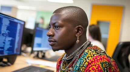 Focused Programmer in Vibrant Attire