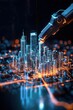 © Petchladda - Futuristic City with Robotic Arm Construction