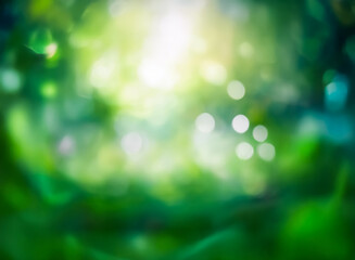 Wall Mural - a vibrant and blurry image with shades of green and white creates a bokeh effect resembling light fi