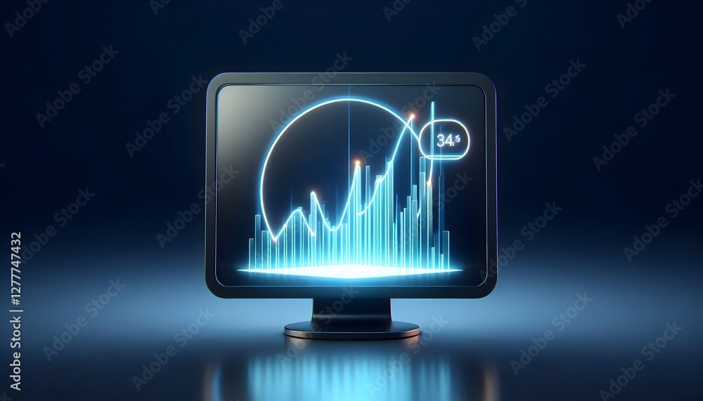 growth chart with glowing bar graphs rising against a dark, slightly ...