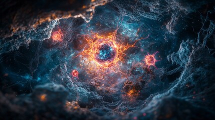 Leinwandbilder - Interstellar migration journey cosmic realm digital art nebula environment stunning viewpoint sci-fi concept