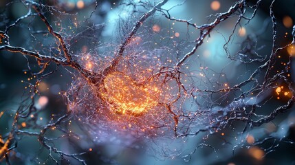 Poster - Intricate light pathways representing complex neural networks digital art abstract environment aesthetic viewpoint