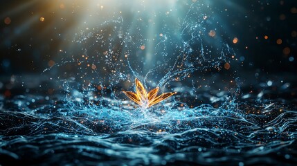 Aufkleber - Luminous energy field splashing in water nature digital art tranquil environment close-up view mindfulness concept