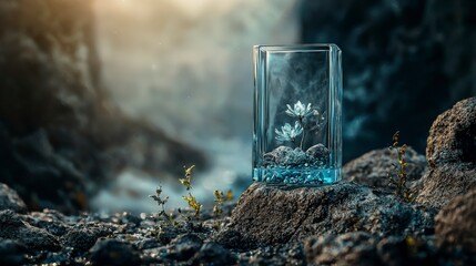 Aufkleber - Delicate glass structure symbolizing emotion rocky landscape photography natural environment close-up view artistry