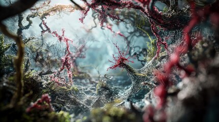 Poster - Futuristic biodesign landscape underwater depths digital art ethereal environment close-up view nature concept