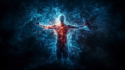 Aufkleber - Unlocking human potential a surreal abstract art journey through a cosmic digital realm