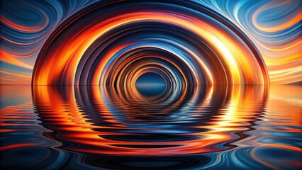 Wall Mural - Abstract Concentric Rings Reflecting in Still Water, Creating a Mesmerizing Visual Symphony of Vivid Hues and Dynamic Patterns