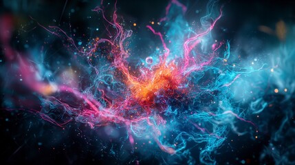 Aufkleber - Artistic perspective surreal visualization of alternate cosmic digital space