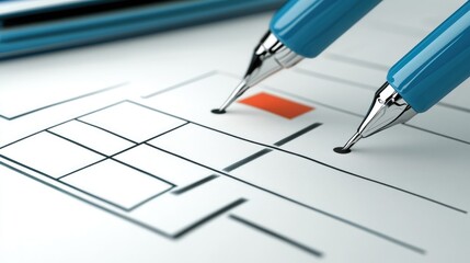 Blue Pens Drawing a Website Wireframe