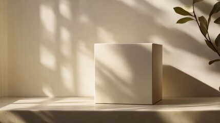 Wall Mural - Gift box with no markings or design, resting on a minimalist surface, emphasizing modern simplicity and elegance 