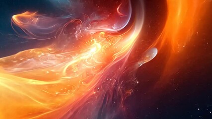 Wall Mural - Vibrant abstract swirl of orange and red hues with glowing energy, suggesting movement and dynamism