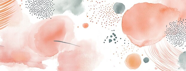 Poster - Abstract watercolor blots and lines on white background
