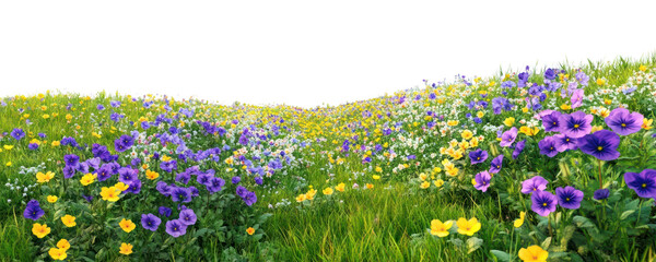 Poster - PNG Pansy meadow landscape flowers spring.