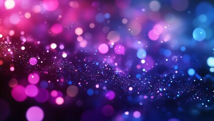 Wall Mural - pink, blue bokeh lights, particle motion, dark background, design
