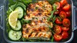© 3dimensi2000 - A vibrant meal prep container with grilled chicken, fresh greens, and colorful veggies. Perfect for clean eating, fitness, and healthy lifestyle inspiration.
