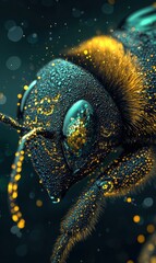Wall Mural - Detailed close-up of a bee. AI.