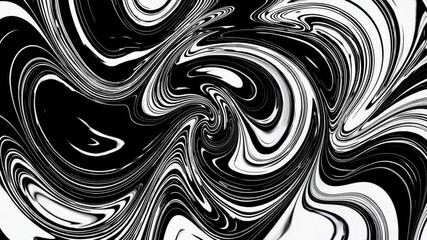 Aufkleber - Abstract black and white swirling pattern with fluid curves and high contrast. Modern art and design concept
