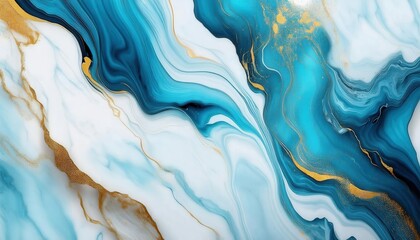 Aufkleber - luxury fluid marble texture with turquoise, white, and gold veins, abstract liquid art for backgrounds, prints, and decor

