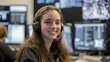 © uu - Smiling Young Woman Working in a Tech Control Room