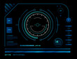 © Tartila - Futuristic head up display is showing progress, code information, radar and different metrics, with a dark background and glowing blue and white elements