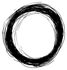 Wall Mural - png a circle scribble hand-drawn abstract drawing.