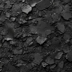 Poster - Dark and Rough: An Abstract Texture of Fractured and Eroded Black Material, Showing Depth and Shadow. 