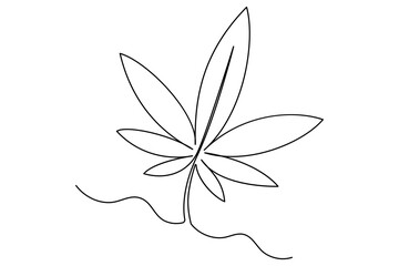 Wall Mural - continuous one line drawing of leaf outline vector art illustration isolated on white background