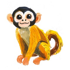 Wall Mural - Adorable Golden Lion Tamarin Monkey Painting -  Vibrant Wildlife Illustration.