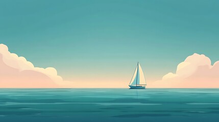  Serene Sailboat Sailing Calm Ocean Waters Under Pastel Sky