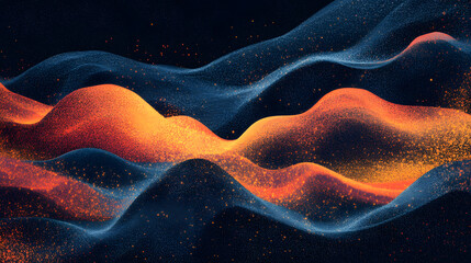 Fototapete - Abstract waves of orange and blue with a textured appearance