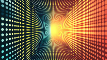 Fototapete - Vibrant abstract tunnel of colorful glowing dots radiating light
