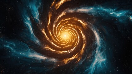 Wall Mural - Cosmic spiral galaxy formation outer space digital art sci-fi environment celestial viewpoint universe concept