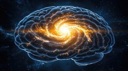 Wall Mural - Exploring cosmic intelligence a brain-inspired galaxy visualization digital art outer space surreal environment