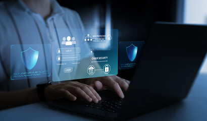 protecting herself from cyber attacks and personal data.protection data access.cyber security protec