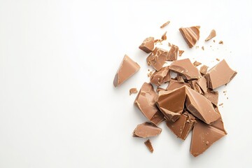 Wall Mural - Delectable Milk Chocolate Segments on Crisp White Surface