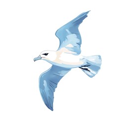 Canvas Print - Elegant Watercolor Illustration of a Fulmar in Flight