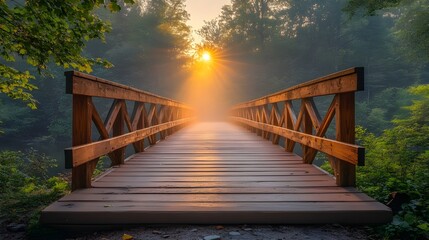wooden bridge in the morning wood bridge