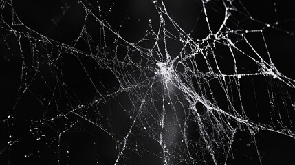 Intricate Spiderweb Glistens with Morning Dew