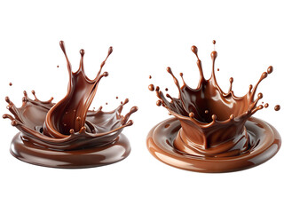 Chocolate splashes, Chocolate splash set, and Set of chocolate splashes isolated