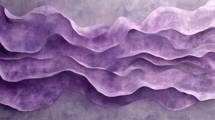 Wall Mural - abstract artwork depicting layered purple waves on textured background