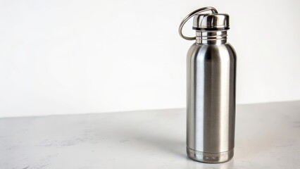 Wall Mural - Stainless Steel Water Bottle on White Background