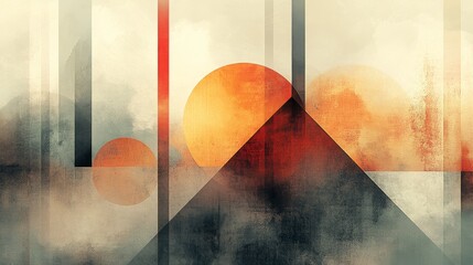 Wall Mural - abstract composition featuring geometric shapes and warm colors