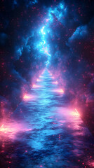 Wall Mural - Abstract Galaxy With Colorful Nebula Cloud And Cosmic Starfield Digital Illustration