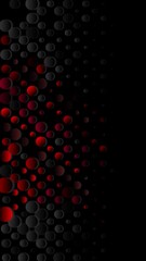 Wall Mural - black and red minimal paper halftone circles abstract geometric motion background. vertical looped v
